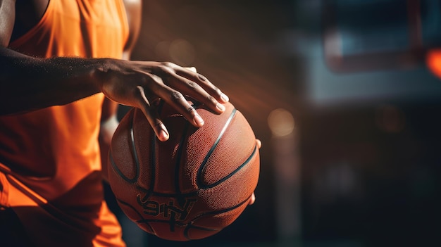 Photo rapprochée de jouer au basket générée par l'IA.