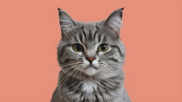 Une photo rapprochée d'un mignon chaton gris isolé sur fond blanc