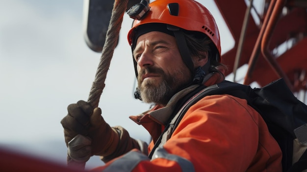 Photo rapprochée de l'opérateur de la grue