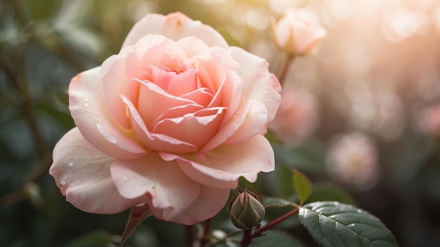 Une photo rapprochée d'une rose rose en fleur