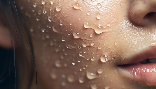 Photo RAW en gros plan de la peau d'une jeune femme pour une campagne promotionnelle de produits de soins de la peau