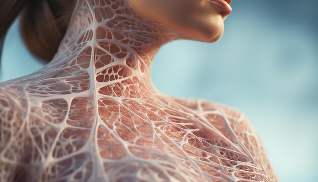 Photo RAW en gros plan de la peau d'une jeune femme pour une campagne promotionnelle de produits de soins de la peau