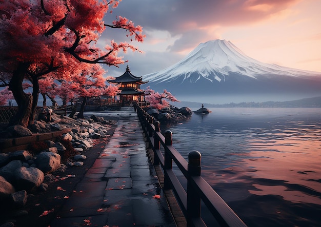 une photo réaliste du mont Fuji