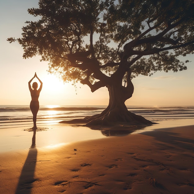 photo réaliste d'une femme professeur de yoga sur