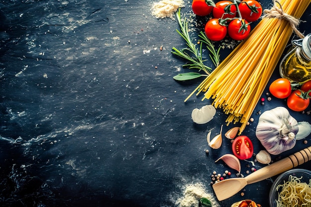 photo réaliste des ingrédients alimentaires pour les pâtes italiennes