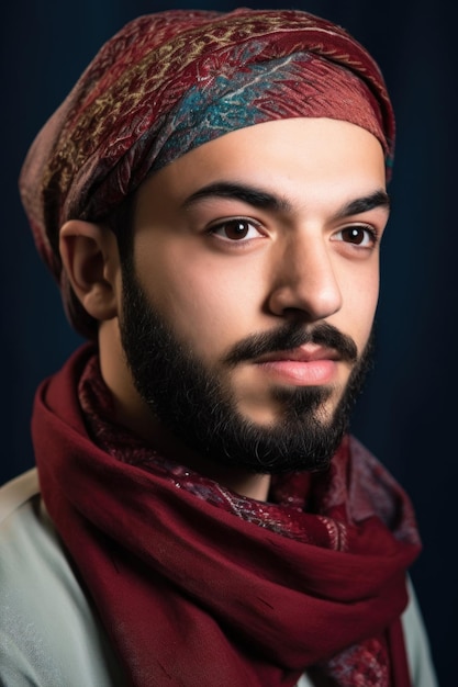 Photo photo recadrée d'un homme musulman gay portant un hijab créé avec une ia générative