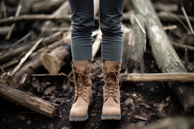 Une photo recadrée d'une jeune femme portant seulement elle et des bottes créées avec une IA générative