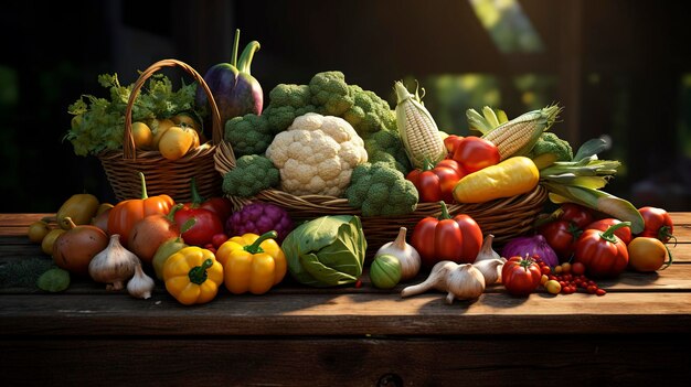 Une photo d'une récolte abondante de légumes