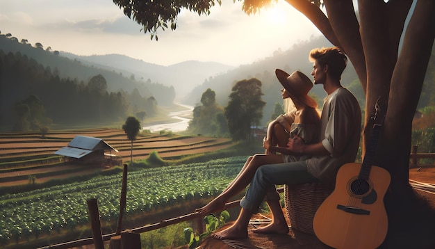 Photo réelle comme le charme de la campagne Embracez la simplicité et la sérénité de la vie rurale où la nature murmure