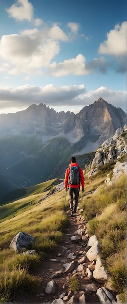 Photo réelle de Hiking Journeys Embarquez pour une aventure de randonnée à travers des terrains divers et des paysages époustouflants