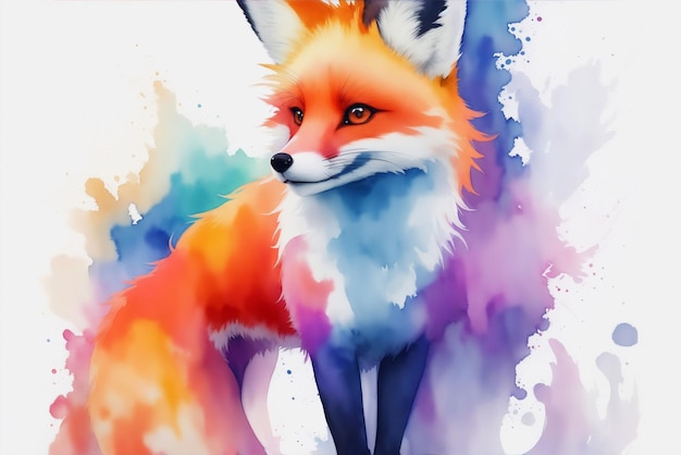 Photo de renard préparée dans un style aquarelle