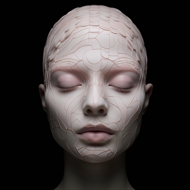 Photo de rendu 3D du visage humain avec maquillage