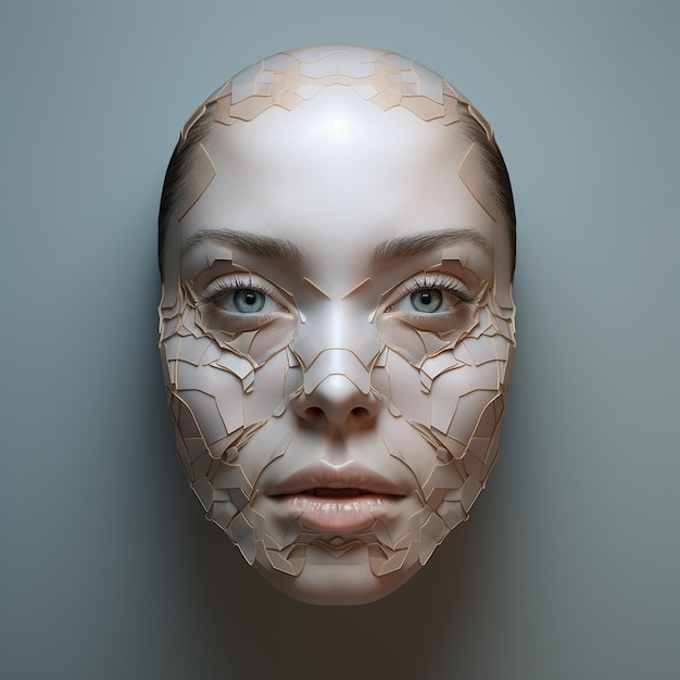 Photo de rendu 3D du visage humain avec maquillage