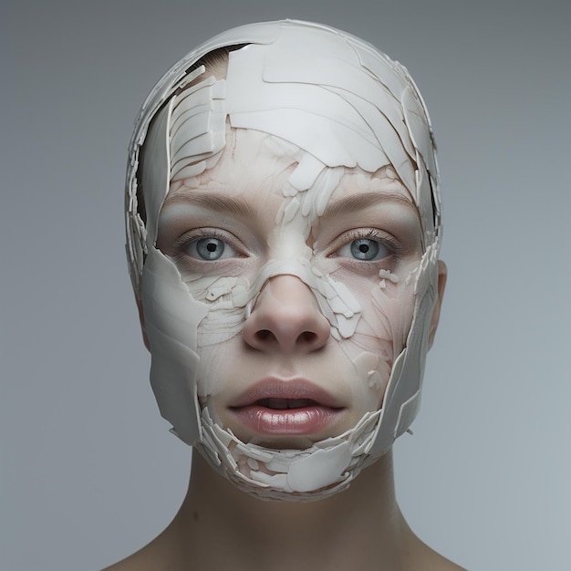 Photo de rendu 3D du visage humain avec maquillage