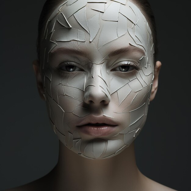 Photo de rendu 3D du visage humain avec maquillage