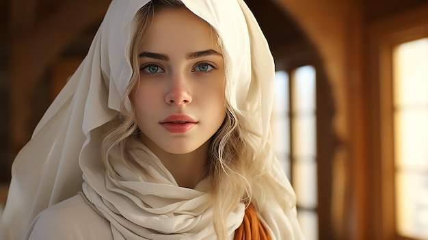 Photo de rendu 3D d'une jolie fille hijab