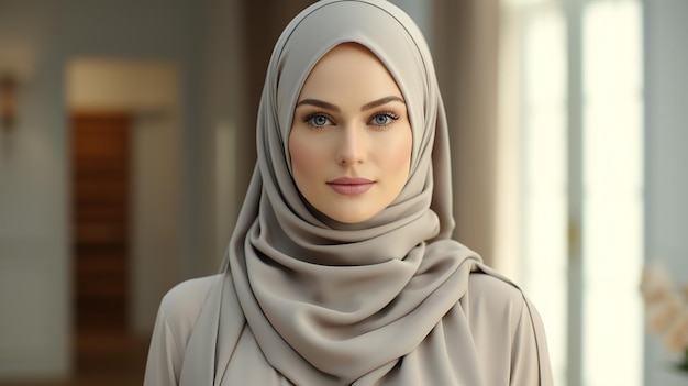 Photo de rendu 3D d'une jolie fille hijab