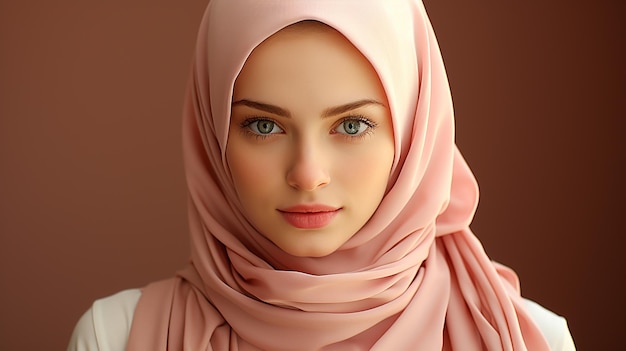 Photo de rendu 3D d'une jolie fille hijab