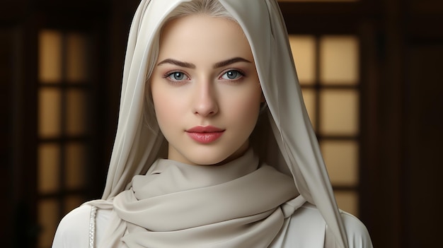 Photo de rendu 3D d'une jolie fille hijab