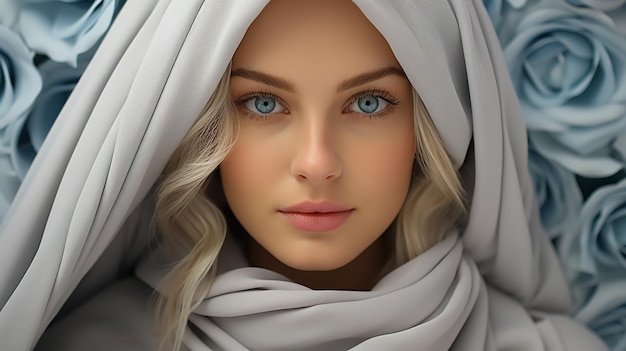 Photo de rendu 3D d'une jolie fille hijab