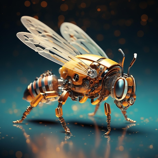 Photo rendue en 3D d'une abeille de style art numérique