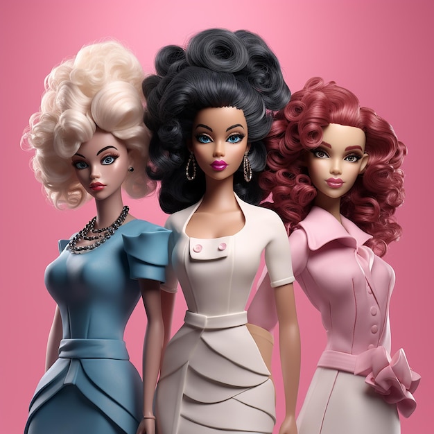 Photo une photo rendue en 3d de barbies