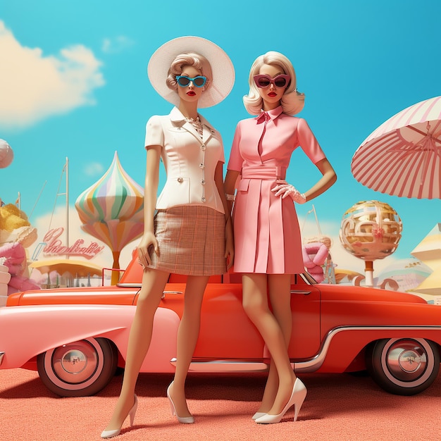 Photo une photo rendue en 3d de barbies