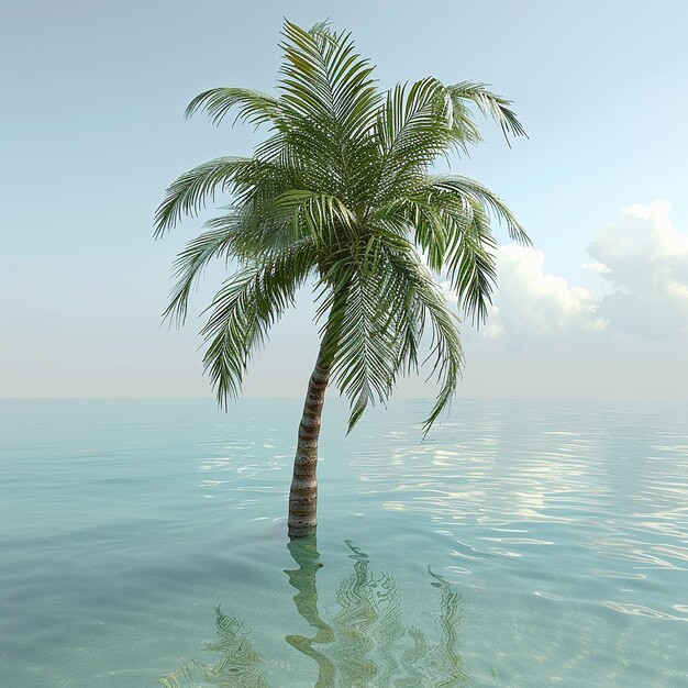 Photo rendue en 3D d'un beau palmier dans l'eau