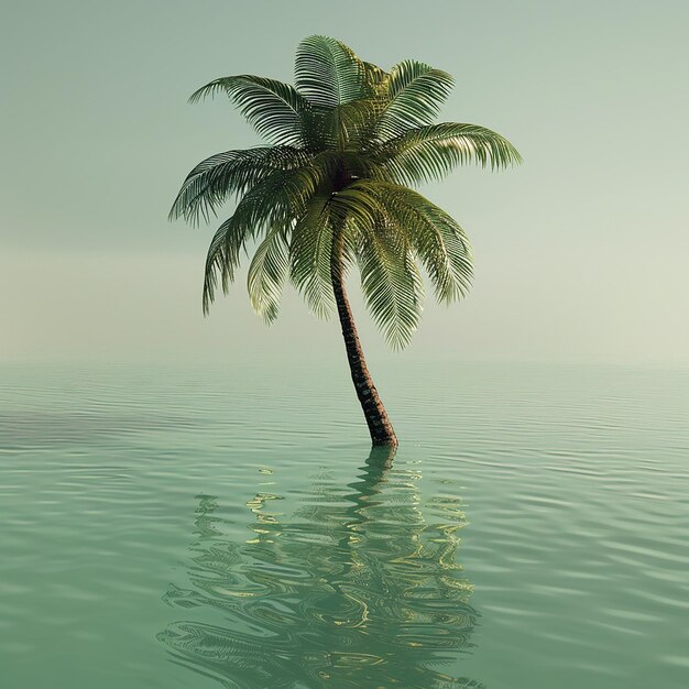 Photo rendue en 3D d'un beau palmier dans l'eau