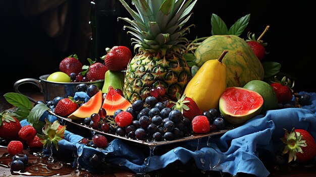 Photo photo rendue en 3d de la conception des fruits