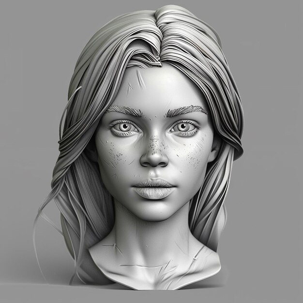 Photo photo rendue en 3d d'un croquis féminin