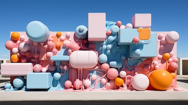 une photo rendue en 3D d'un design époustouflant d'art de rue