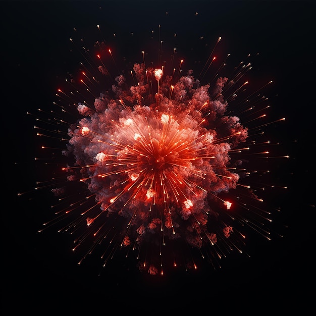 Photo rendue en 3D de feux d'artifice avec un fond isolé