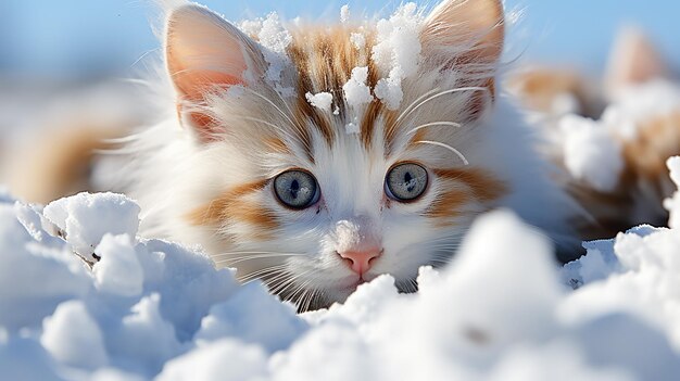 Photo rendue en 3D d'un mignon chat dans les nuages