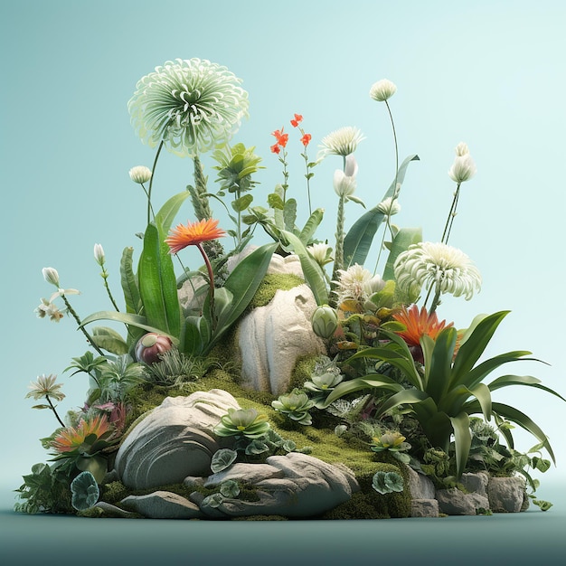 Photo rendue en 3D des plantes