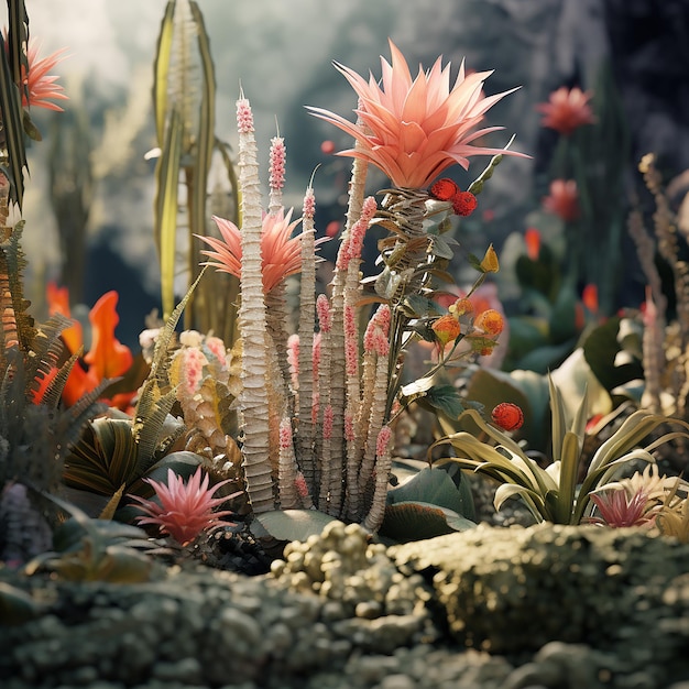 Photo rendue en 3D des plantes