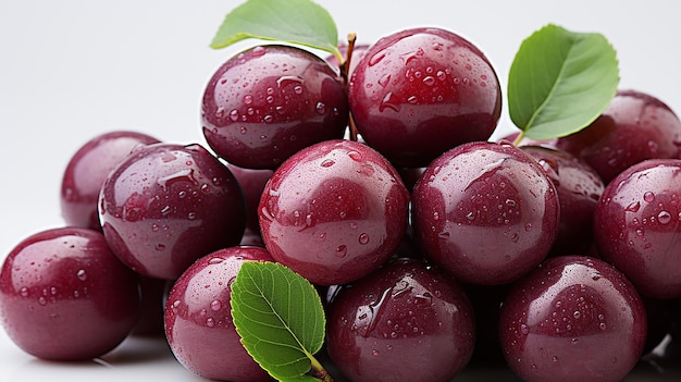 Photo rendue en 3D d'une prune à fruits sur un fond blanc