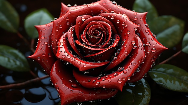 Photo rendue en 3D de la rose rouge