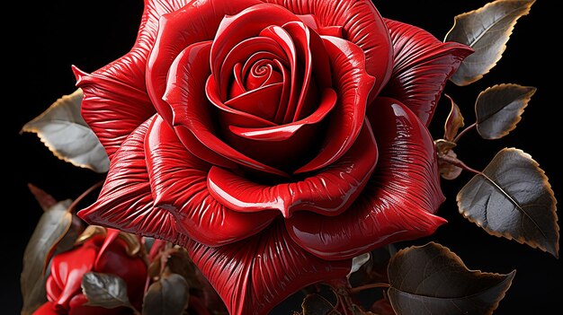 Photo rendue en 3D de la rose rouge