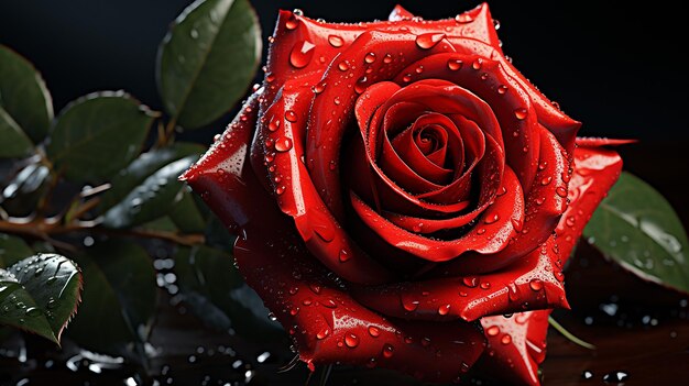 Photo rendue en 3D de la rose rouge