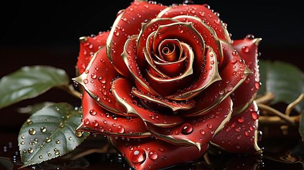 Photo rendue en 3D de la rose rouge