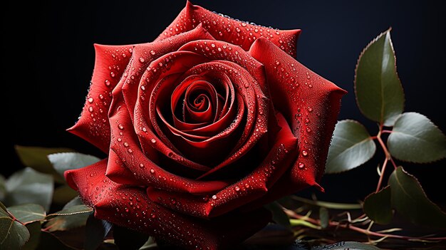 Photo rendue en 3D de la rose rouge