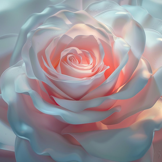 Photo rendue en 3D de la vue d'une belle fleur de rose en fleur