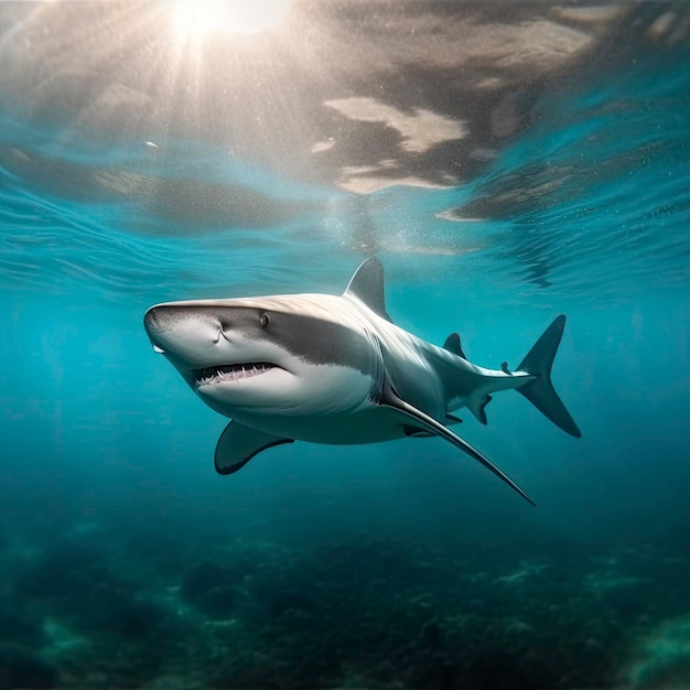 Photo requin dangereux sous l'eau générat ai