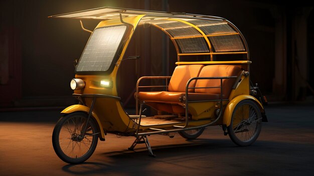 Une photo d'un rickshaw électrique à énergie solaire