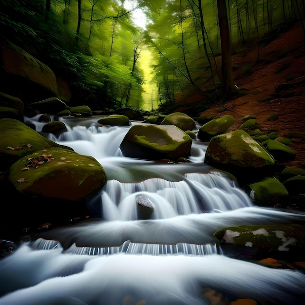 photo d'une rivière avec une longue exposition