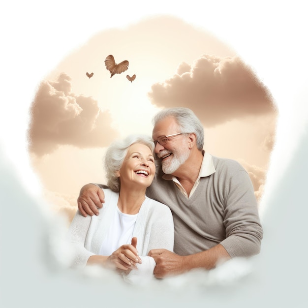 Photo romantique un couple de retraités amoureux