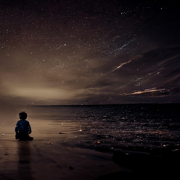 La photo romantique de la nuit de la lune