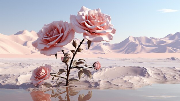 Photo une photo de rose sur un fond simple