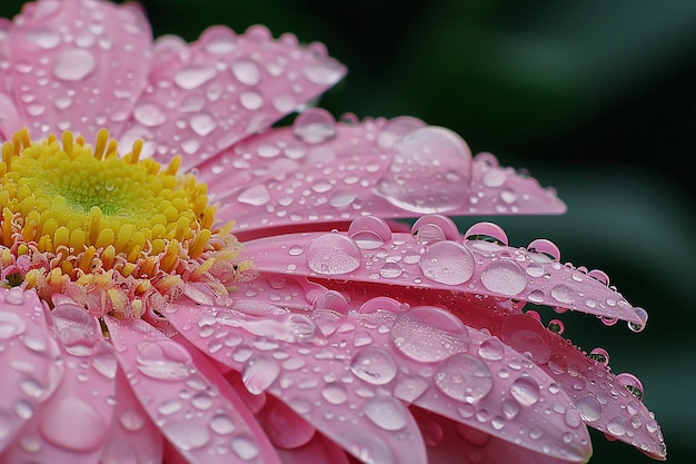 Une photo de la rosée sur les délicats pétales de marguerite